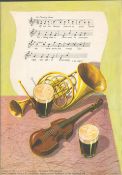 Double Sided Guinness Illustration Page 1953 "Musical Score"A Genuine Double Sided Lithographed