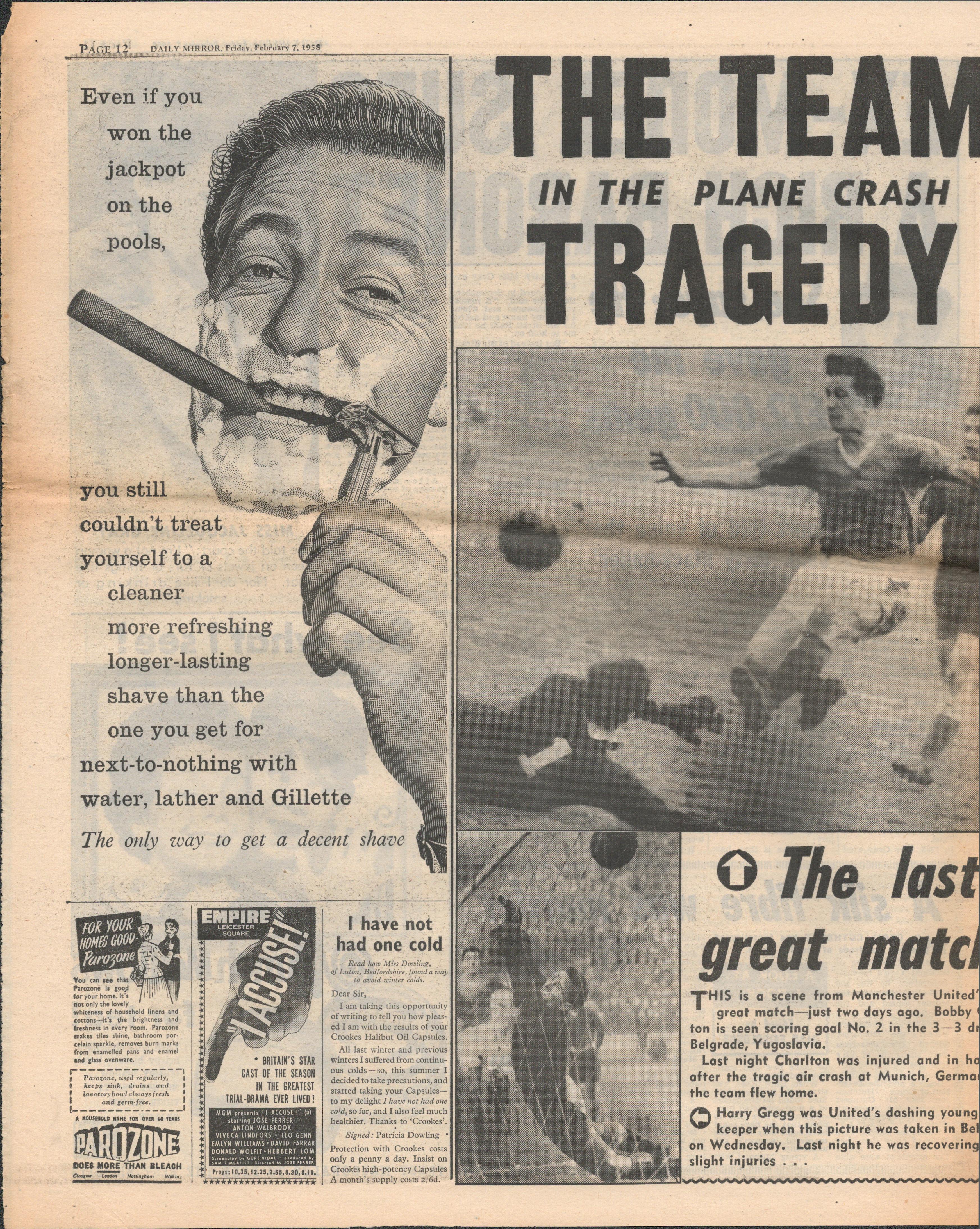Manchester United Munich 1958 Original Daily Mirror Newspaper - Image 3 of 5