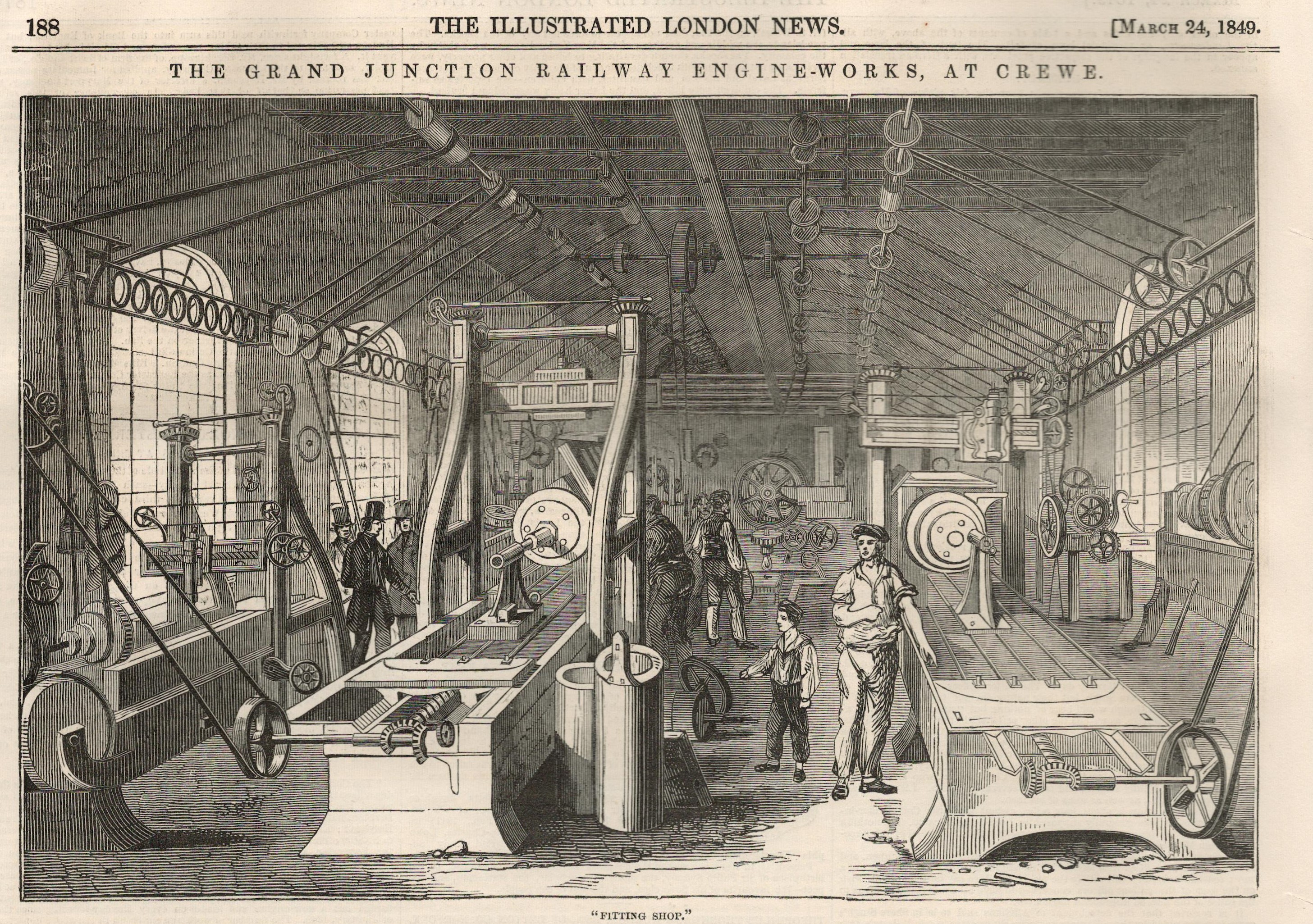1849 Victorian Railway Engine Works at Crewe Junction Newspaper. - Image 3 of 7