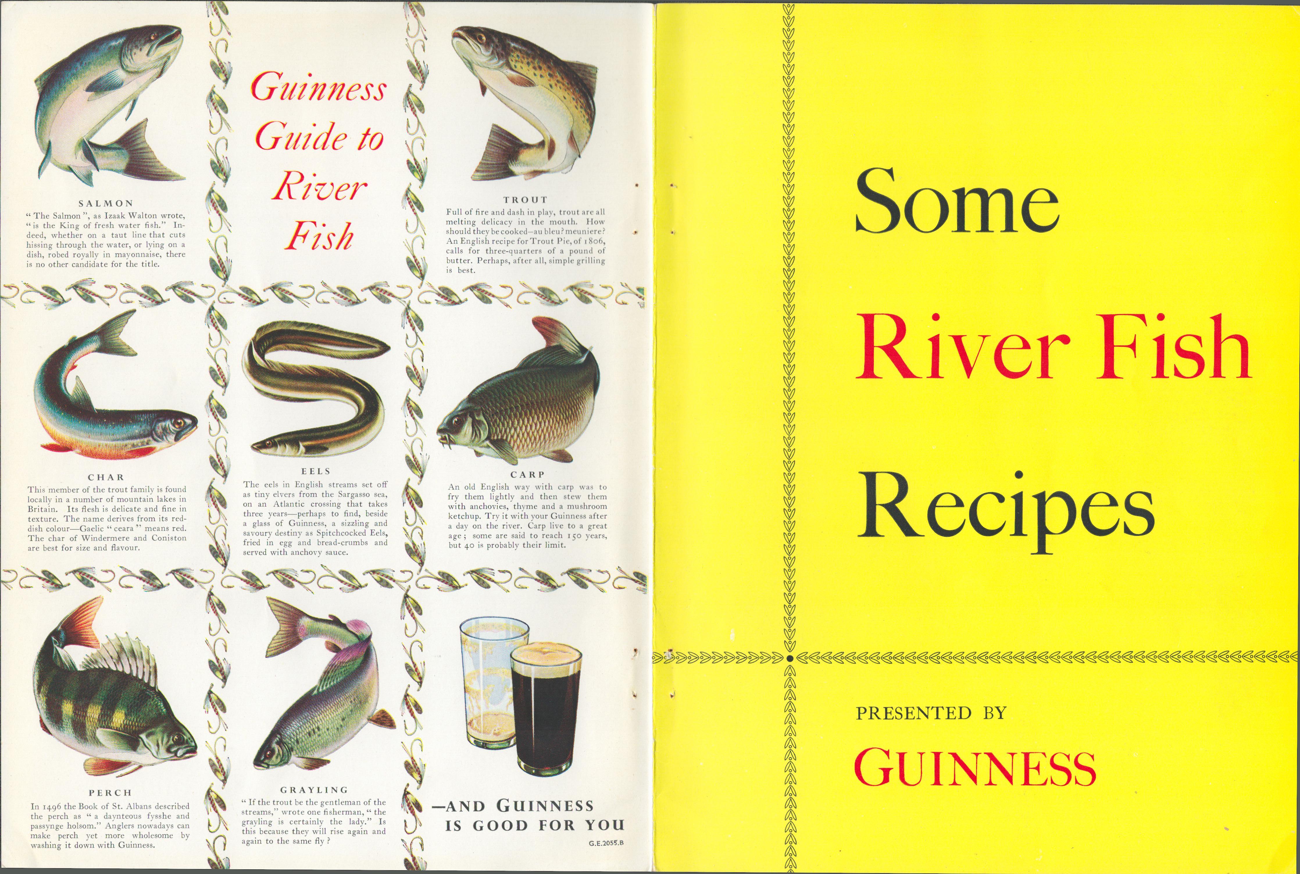 Double Sided Vintage 1961 Guinness Print "River Fish Recipes"Double Sided 1961 Guinness