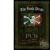 Irish Pub Sign "The Skull & Crossbones" Vintage Style Metal Wall Art.