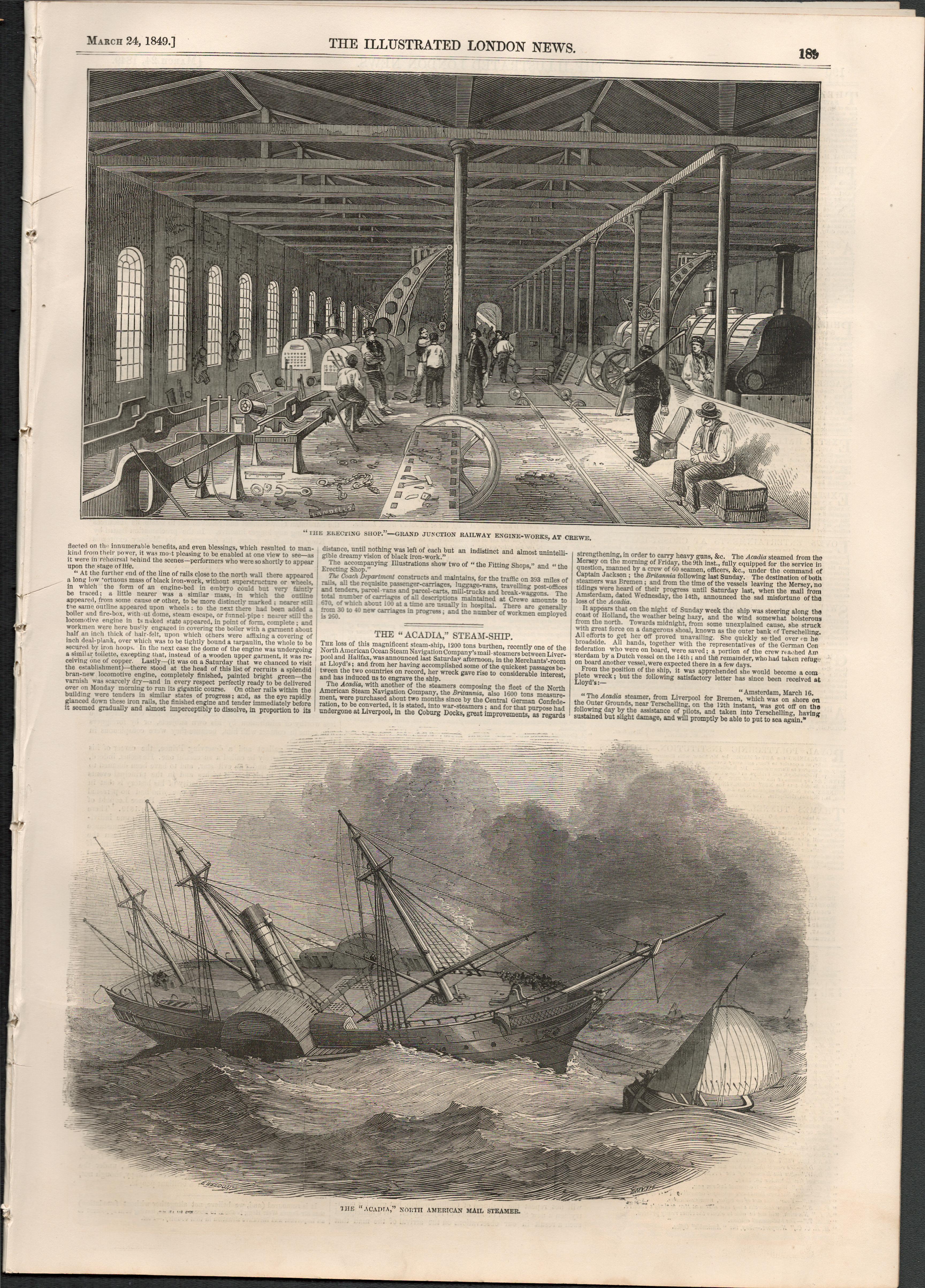 1849 Victorian Railway Engine Works at Crewe Junction Newspaper. - Image 6 of 7
