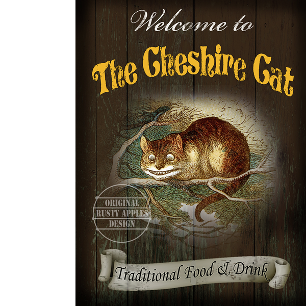 Alice In Wonderland Large Metal Pub Sign "The Cheshire Cat"