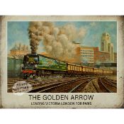 Reproduction Steam Train Metal Sign "The Golden Arrow"Reproduction Steam Train Metal Sign Approx