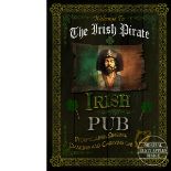 Irish Pub Sign "The Irish Pirate" Vintage Style Metal Wall Art.