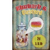 Traditional Sweet Shop Favourites "Rhubarb & Custard" Metal Wall Art