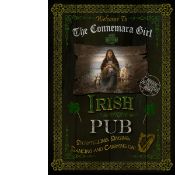 Irish Pub Sign "The Connemara Girl" Vintage Style Metal Wall Art.