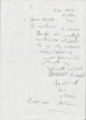 Handwritten A4 Size Prison Letter By Reggie Kray