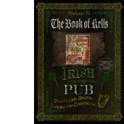 Irish Pub Sign "The Book of Kells" Vintage Style Metal Wall Art.