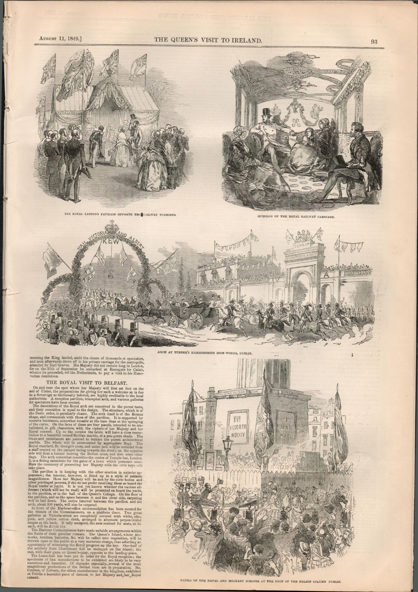 Irish Famine 1849 Queen Victoria Visit to Ireland Antique Newspaper - Image 8 of 9