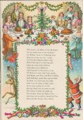 Double Sided Guinness Print 1952 "Christmas Dinner & Santa"A Genuine Double Sided Lithographed
