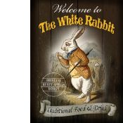 Alice In Wonderland Large Metal Pub Sign "The White Rabbit"