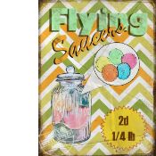 Traditional Sweet Shop Favourites "Flying Saucers" Metal Wall Art