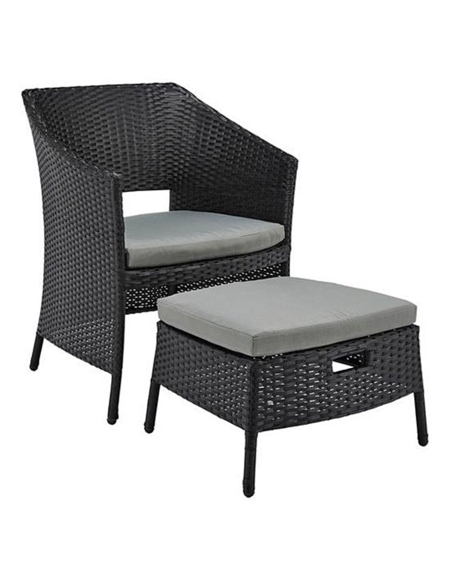 (P) RRP £399. Darwin Bistro Lounge Set Black (OS883NW). Chair: H78 x W66 x D55cm / Footstools: H34 - Image 2 of 5