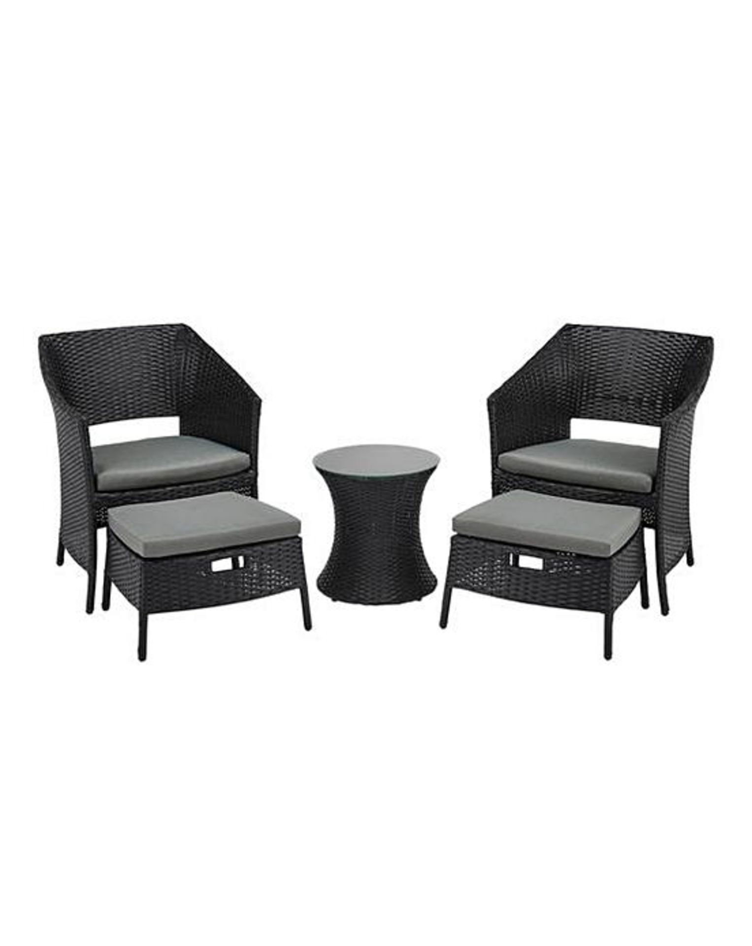 (P) RRP £399. Darwin Bistro Lounge Set Black (OS883NW). Chair: H78 x W66 x D55cm / Footstools: H34 - Image 3 of 5