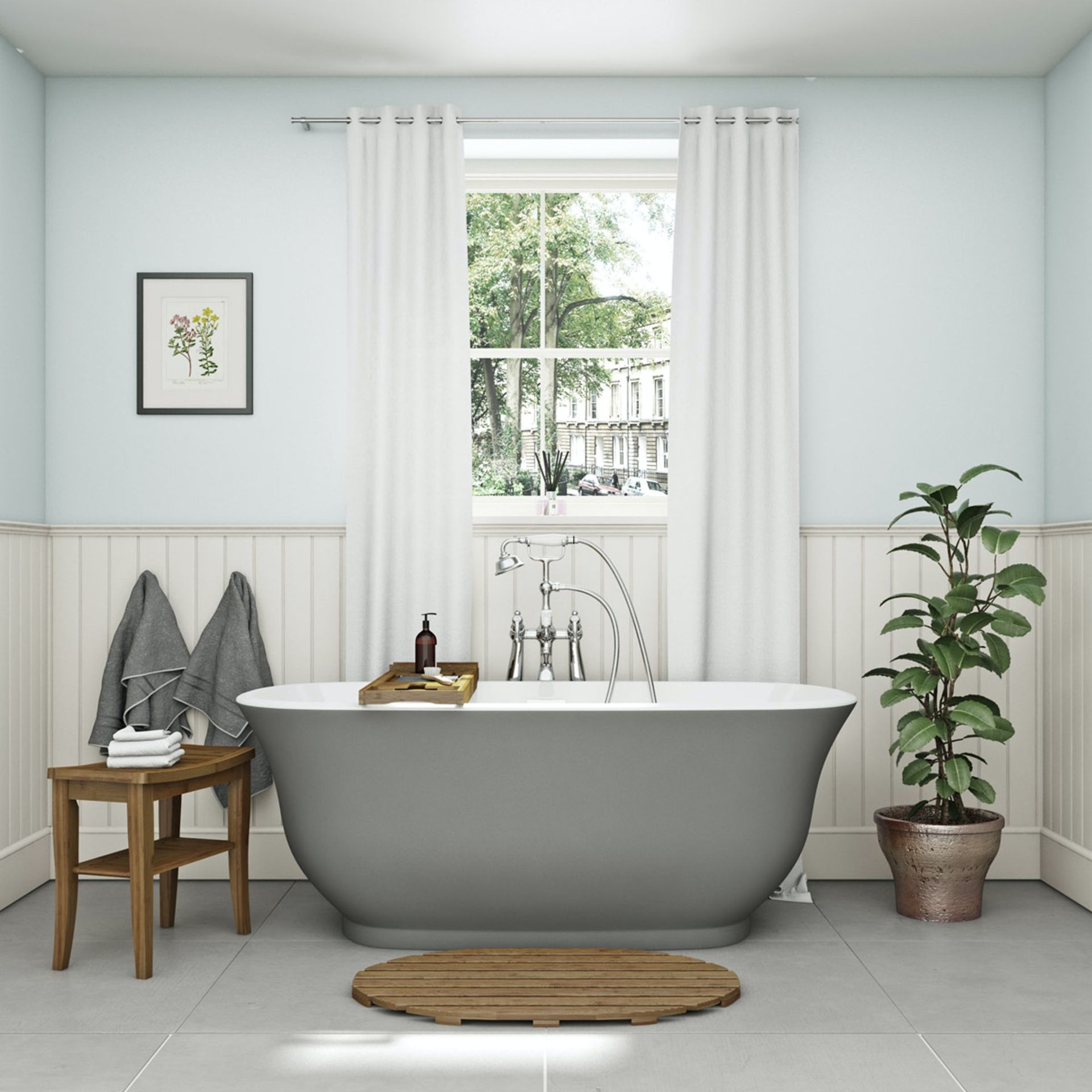 Grey Traditional Freestanding Bath 1500 x 720. RRP £775. Damage To one End