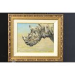 Original Oil Painting by Joel Kirk "White Rhino"