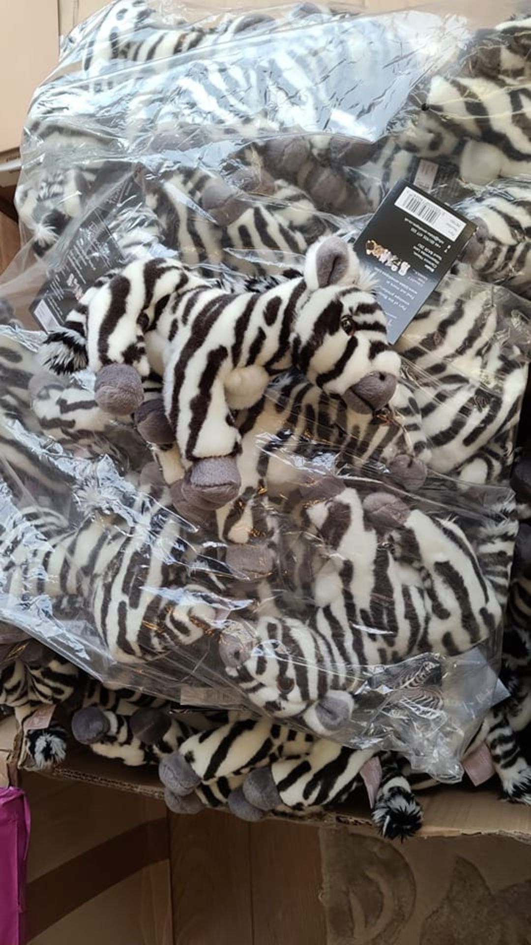 Box Of 65 Cuddly Toy Zebras All New Tagged