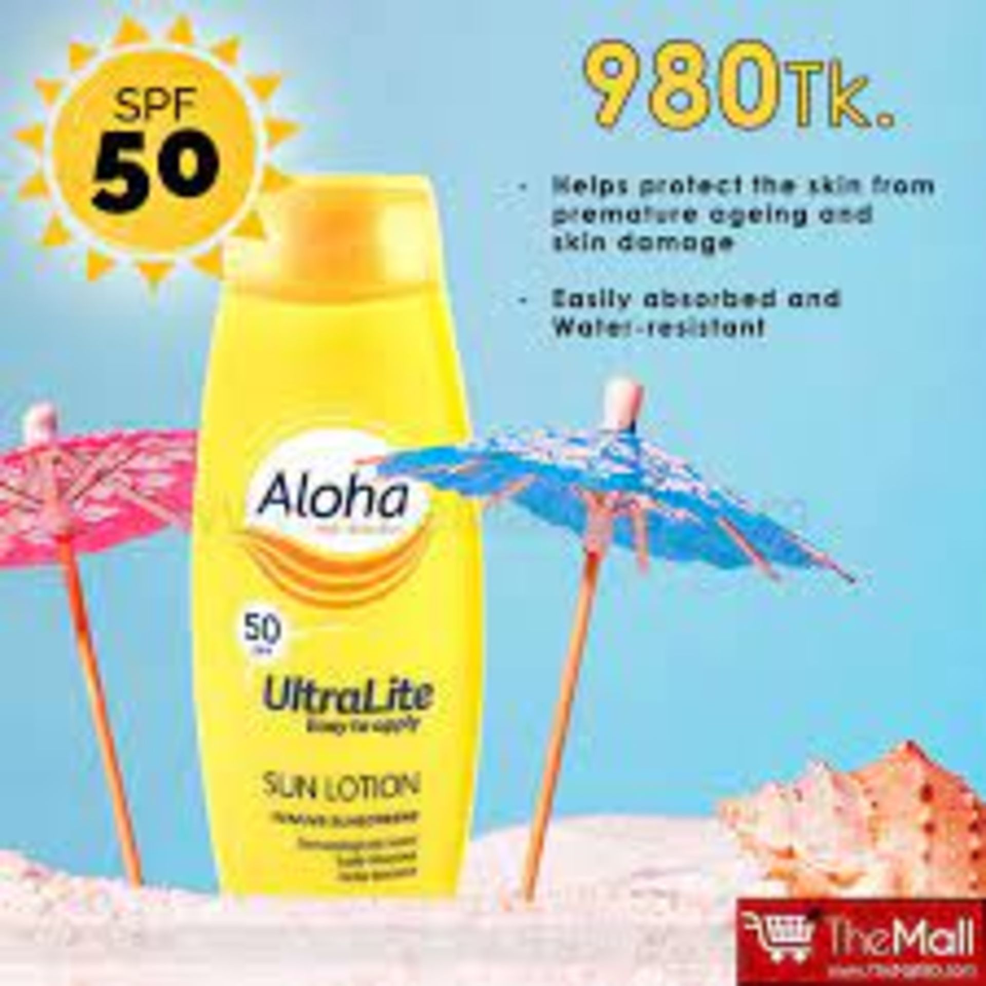 120 X Aloha Ultralite SPF 50 Sun Lotion 250ml RRP £5.99 Bottle
