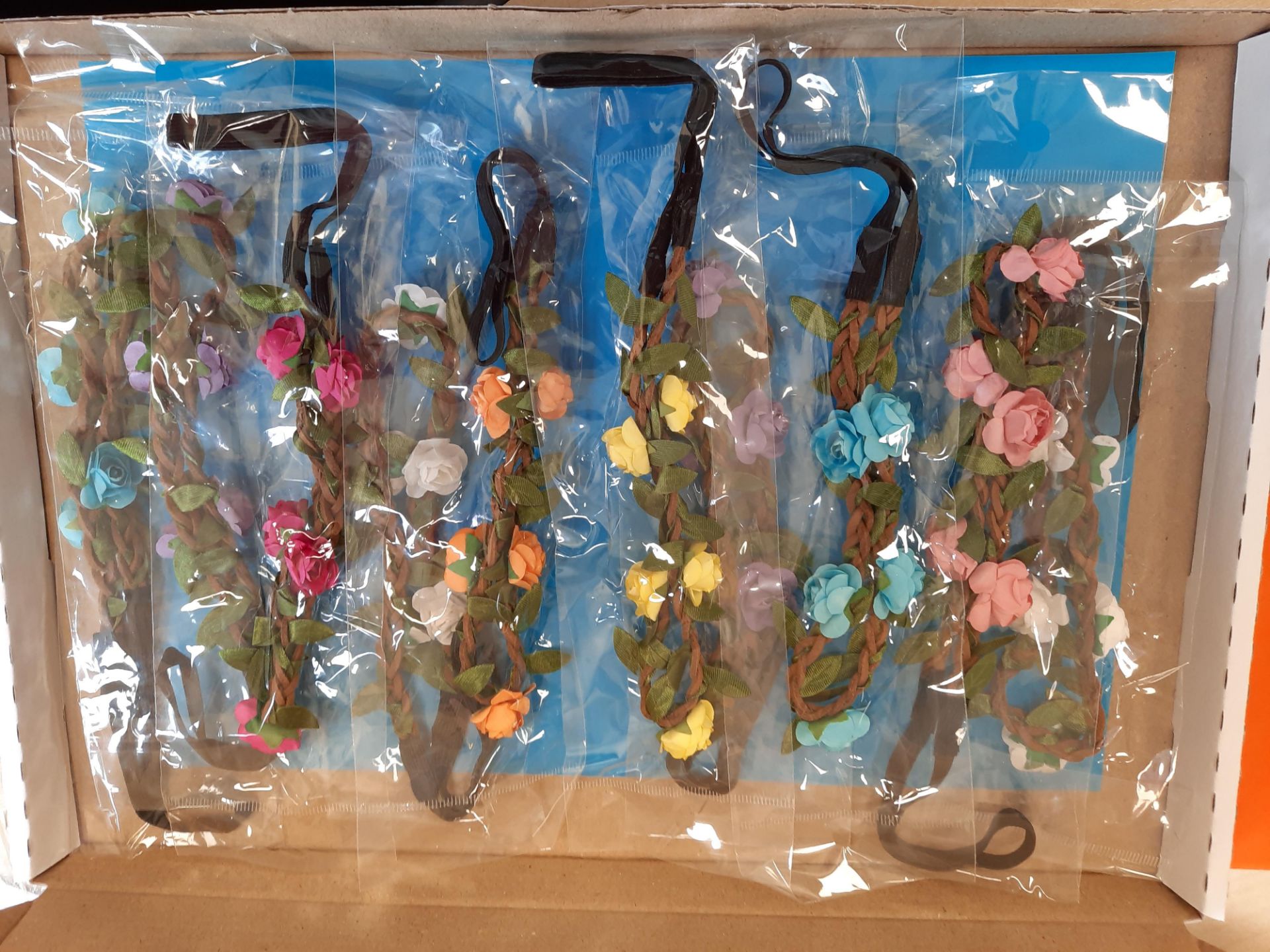 Headbands, floral, leather, mixed colours