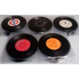 A collection of 115 x vinyl records. in clear protective covers.