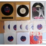 A collection of 17 x T-rex / Marc Bolan vinyl records. Some in frames.