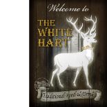 The White Hart Traditional Style Pub Sign Large Metal Wall Art