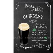 Pint of Guinness Classic Pub Drink Large Metal Wall Art.