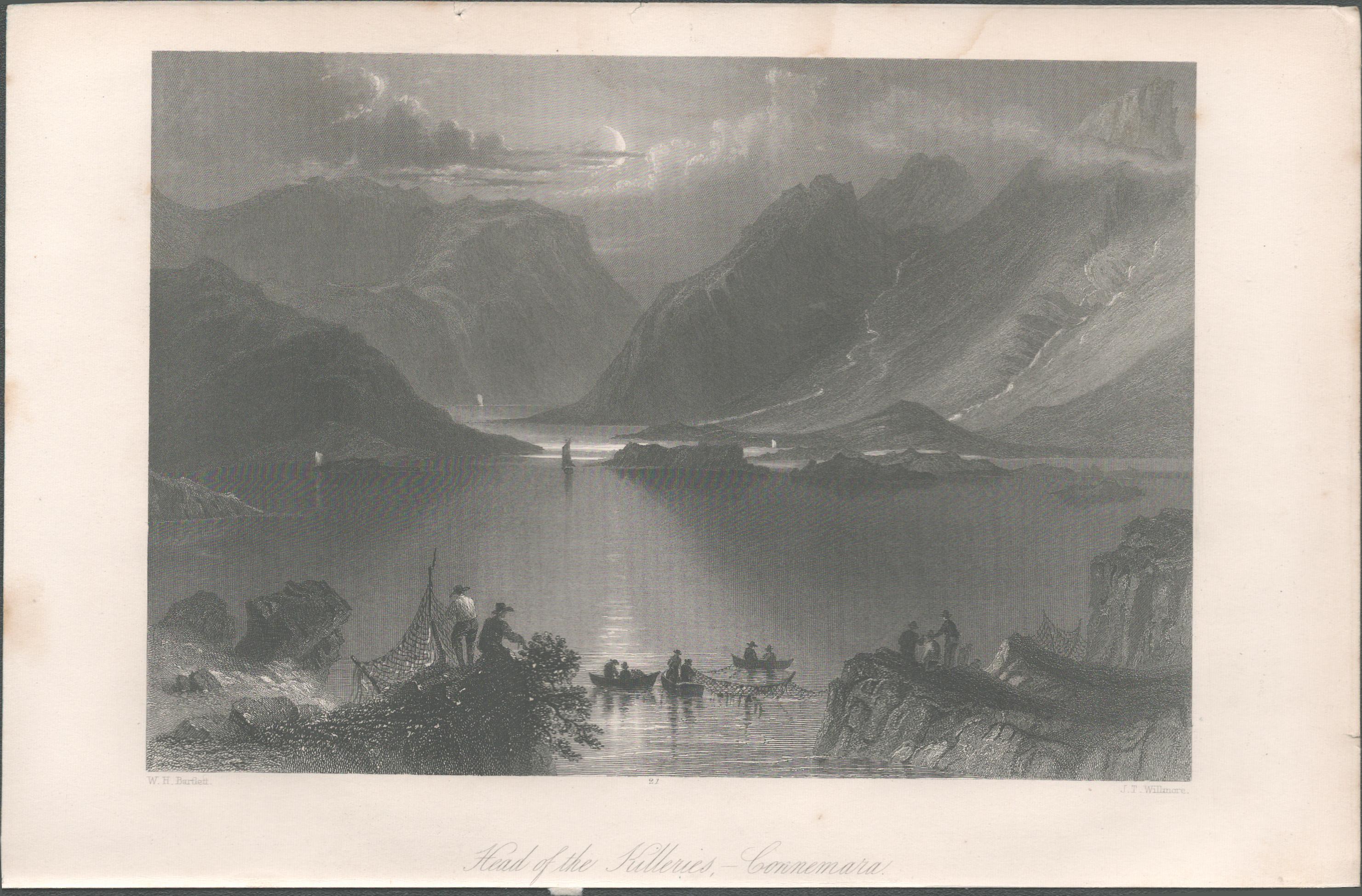 Antique Engraving 1850’s Head Of the Killeries Connemara