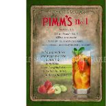 Pimms No 1 Cocktail Authentic Recipe Large Metal Wall Art