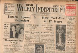 1939 Irish Newspaper 17 Injured London Kings Cross Station