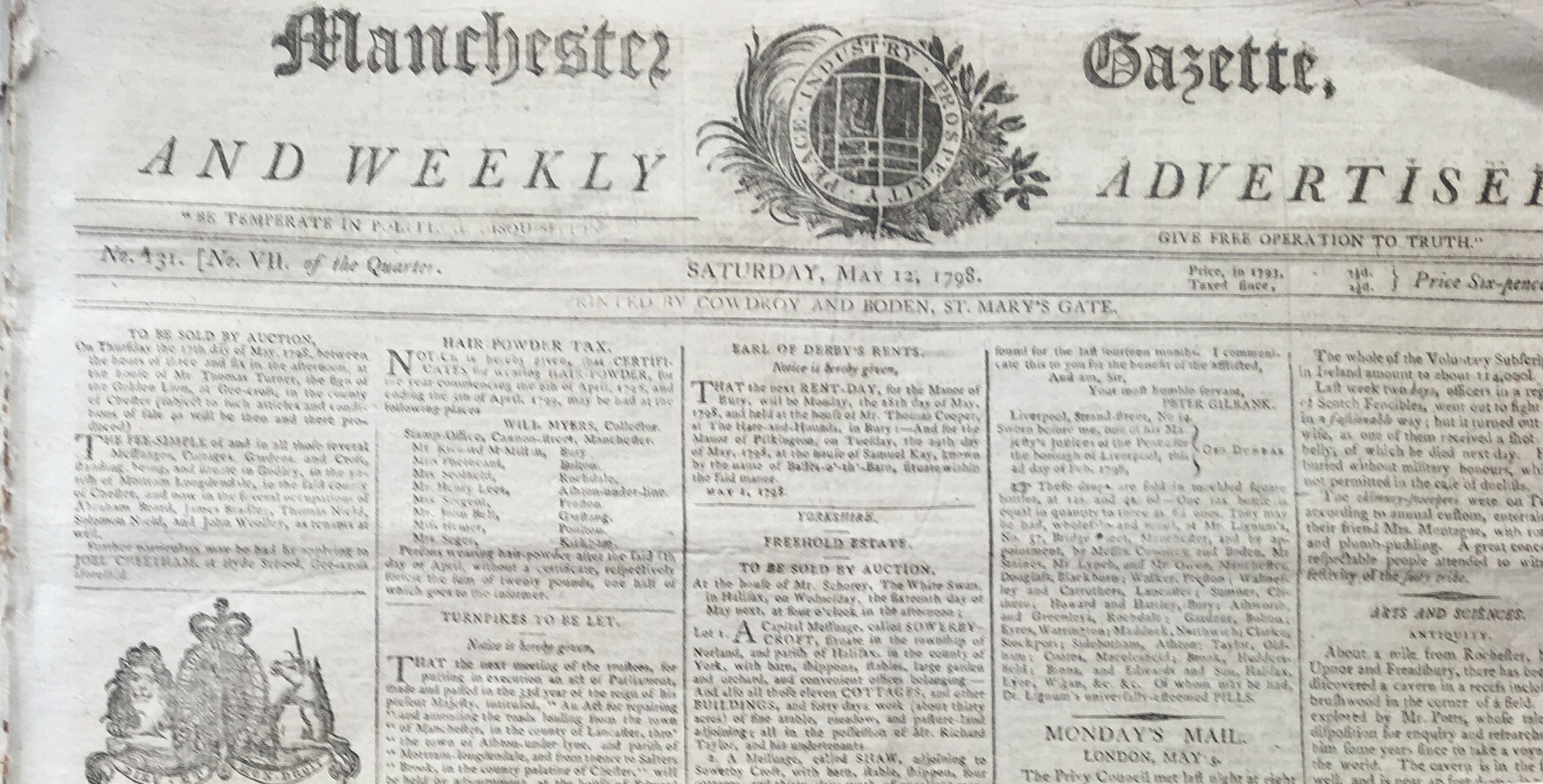 Rare Set of 4 Front Newspaper Pages 1798 Irish Rebellion Reports of the Uprising - Image 5 of 5