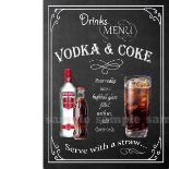 Vodka & Coke Classic Pub Drink Large Metal Wall Art.