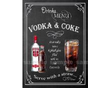 Vodka & Coke Classic Pub Drink Large Metal Wall Art.