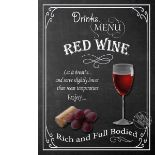 Red Wine Classic Pub Drink Large Metal Wall Art.