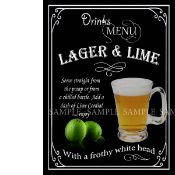Lager & Lime Classic Pub Drink Large Metal Wall Art.