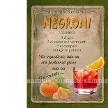 Negroni Cocktail Authentic Recipe Large Metal Wall Art