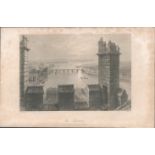 Antique Engraving 1850’s Tower Cathedral Limerick