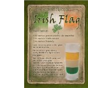 Irish Flag Cocktail Authentic Recipe Large Metal Wall Art