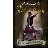 The Kilt & Club Traditional Style Pub Sign Large Metal Wall Art.