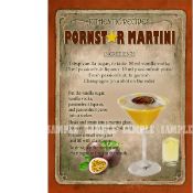 Pornstar Martini Cocktail Authentic Recipe Large Metal Wall Art