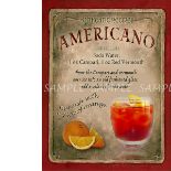 Americano Cocktail Authentic Recipe Large Metal Wall Art