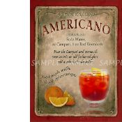 Americano Cocktail Authentic Recipe Large Metal Wall Art