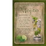 Mojito Cocktail Authentic Recipe Large Metal Wall Art