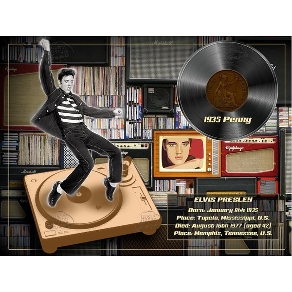 Elvis Presley The King Original 1935 Birth Penny Designed Metal Art