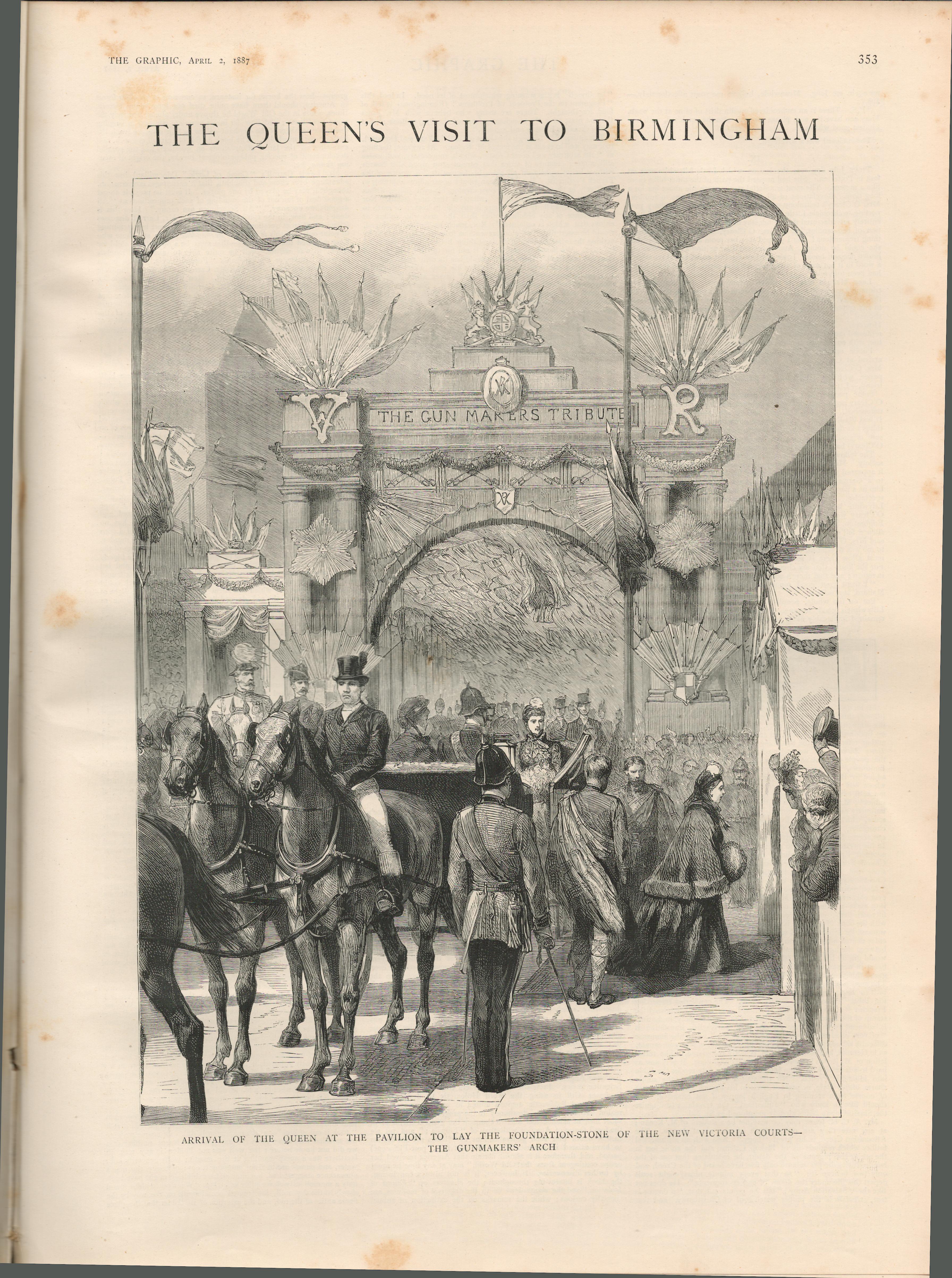 Queen Victoria Visit To Birmingham Antique 1887 Newspaper