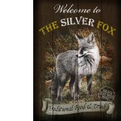 The Silver Fox Traditional Style Pub Sign Large Metal Wall Art