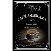 Caffe Americano Classic Pub Coffee Range Large Metal Wall Art.