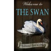 The Swan Traditional Style Pub Sign Large Metal Wall Art.