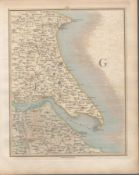 Humber Estuary York's Linc's Grimsby Hull - John Cary’s Antique 1794 Map.